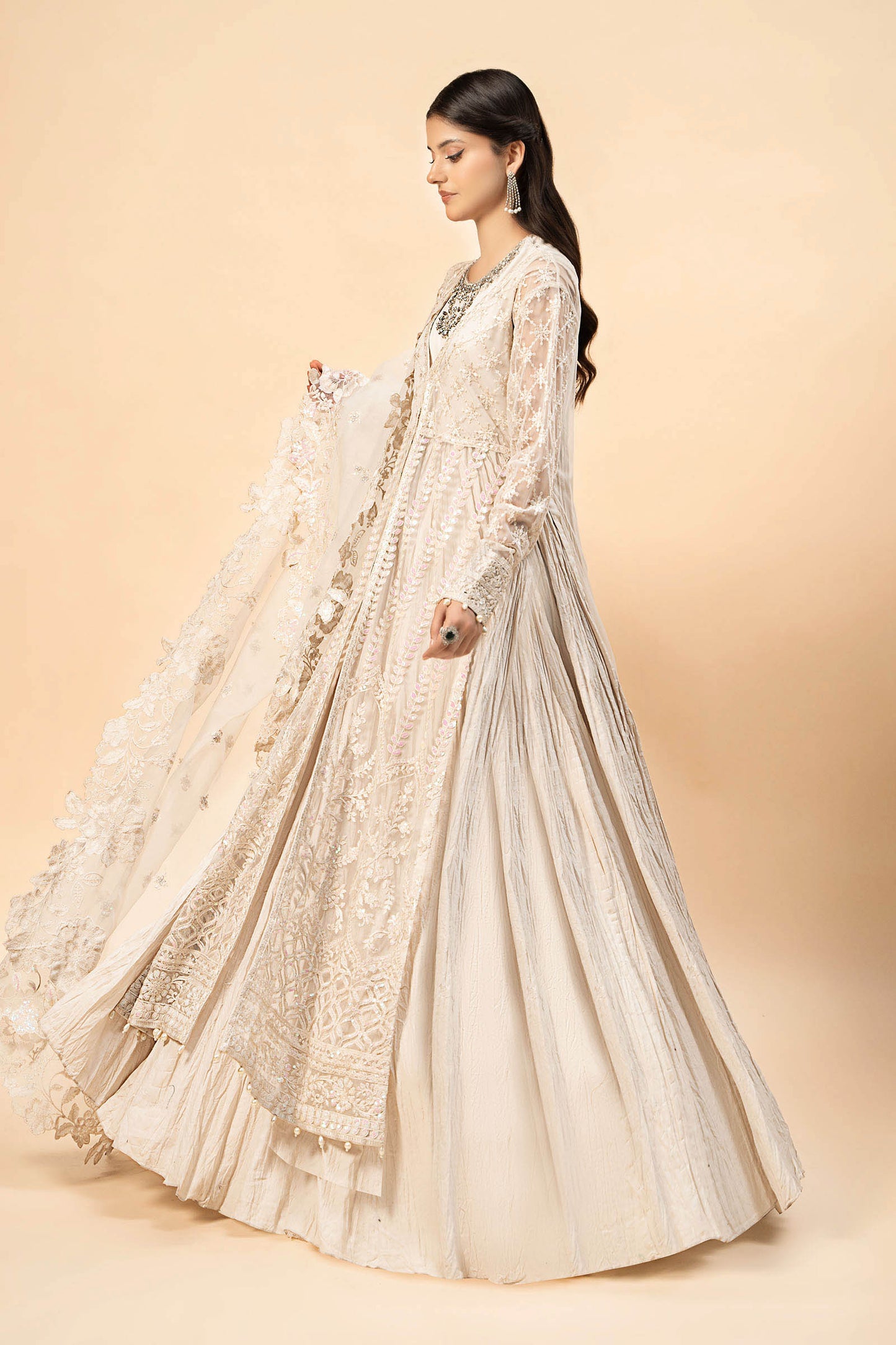 3 Piece Embroidered Net Suit