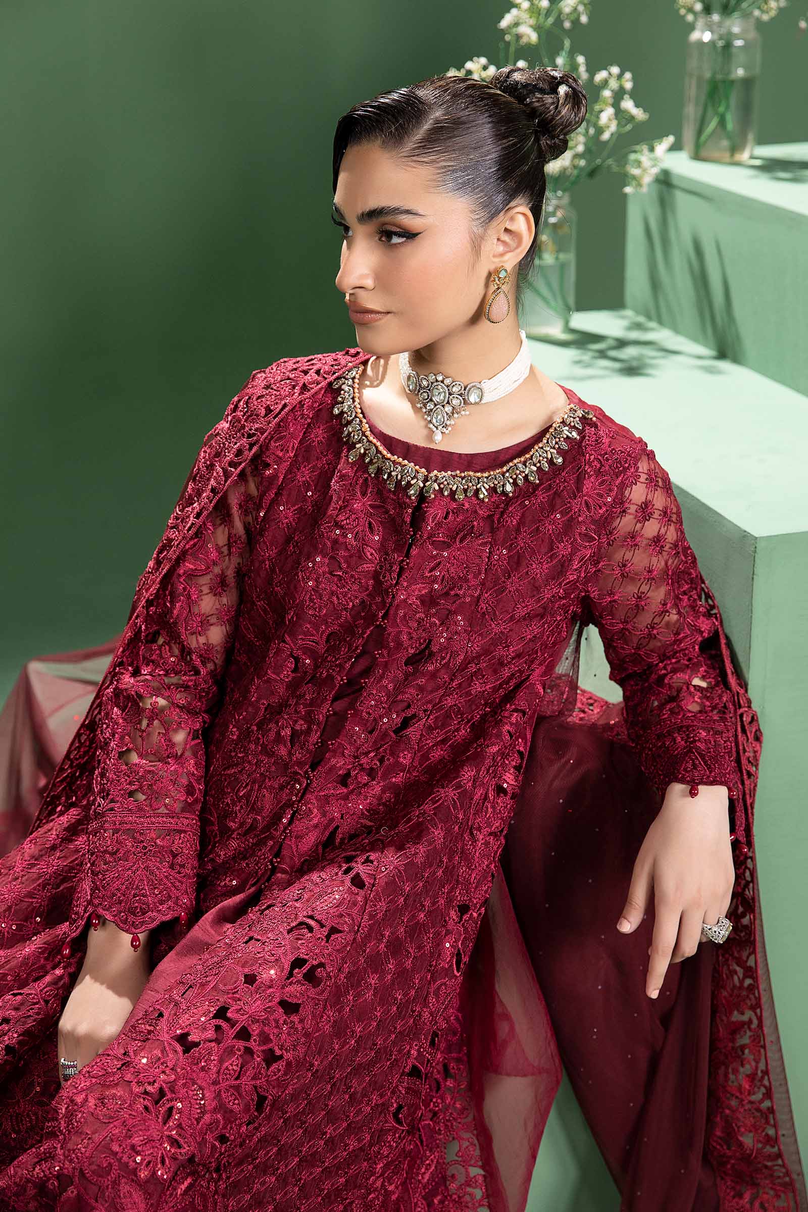 3 Piece Embroidered Organza Suit