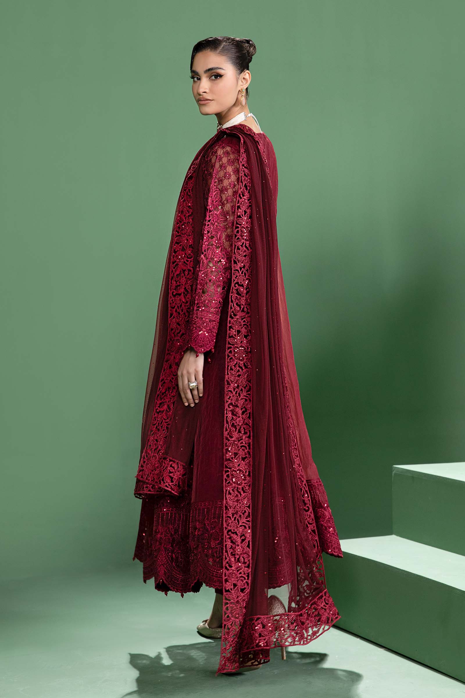 3 Piece Embroidered Organza Suit
