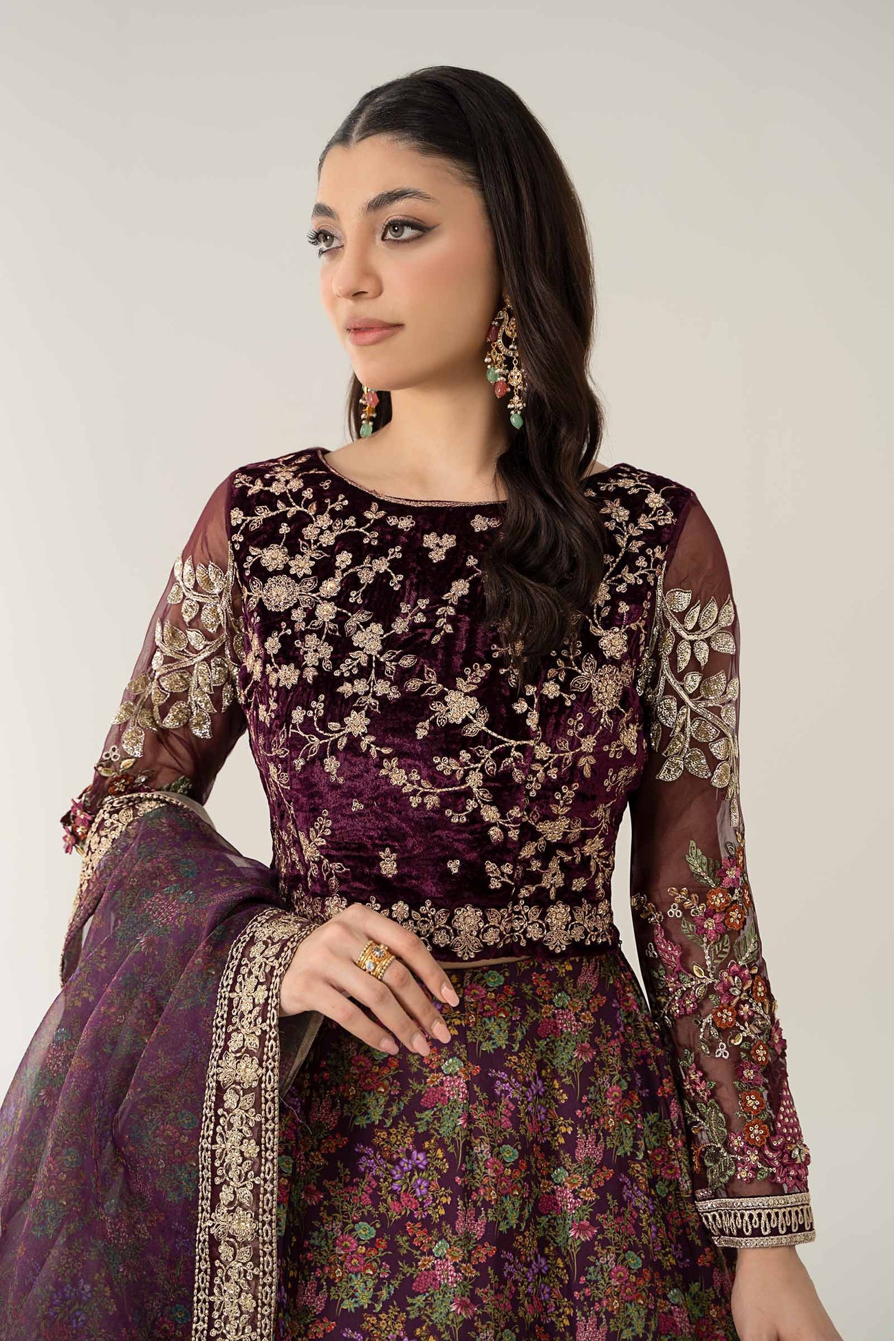 3 Piece Embroidered Velvet Suit