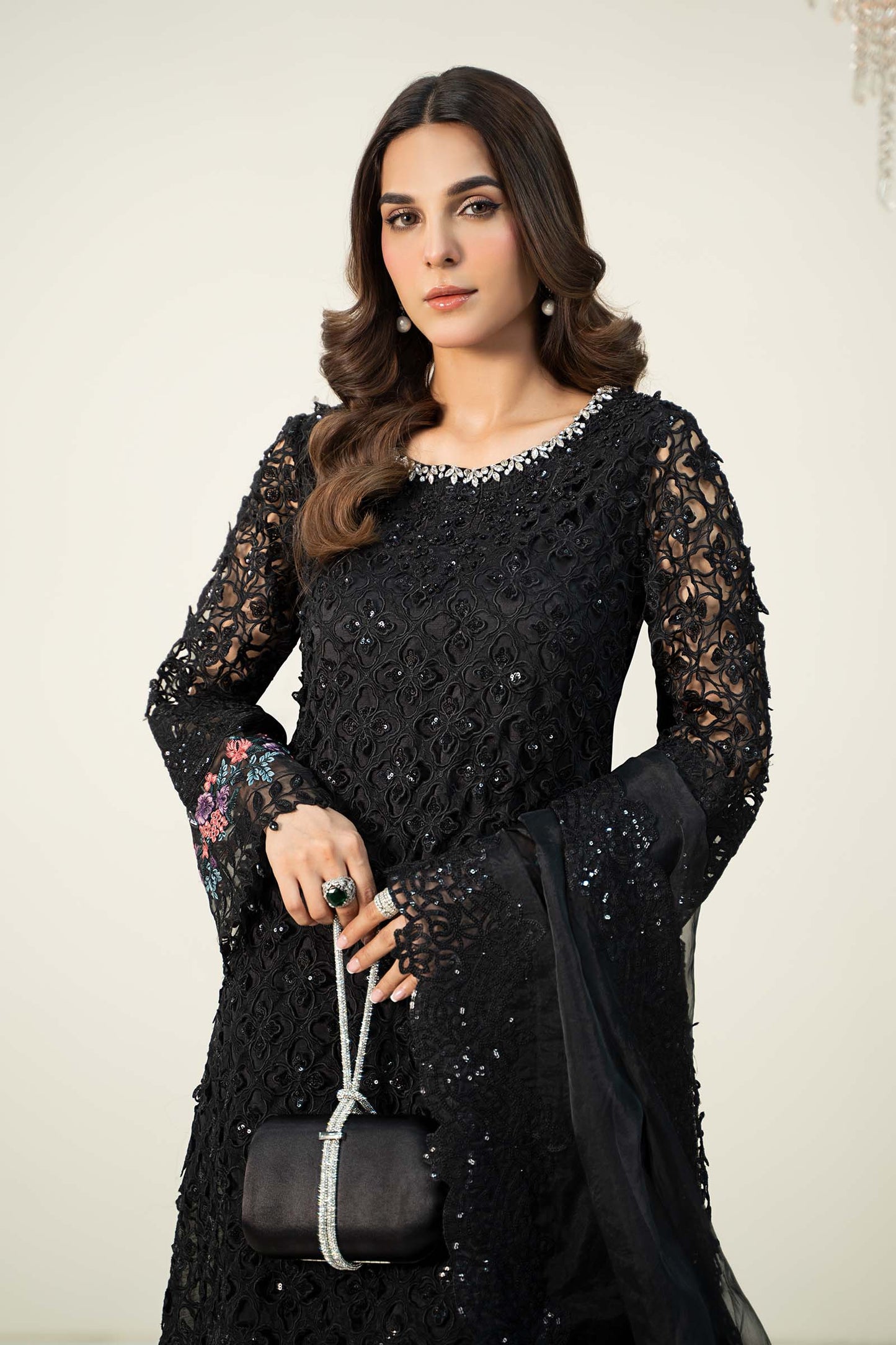 3 Piece Embroidered Organza Suit