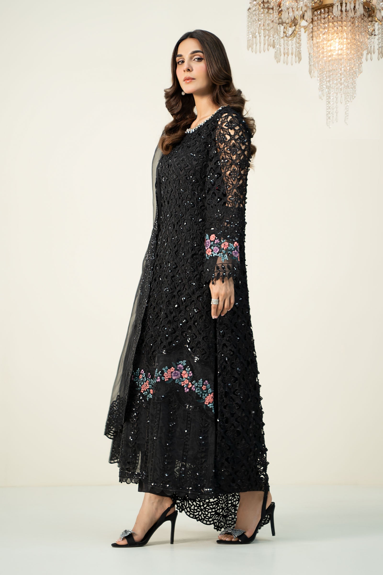 3 Piece Embroidered Organza Suit
