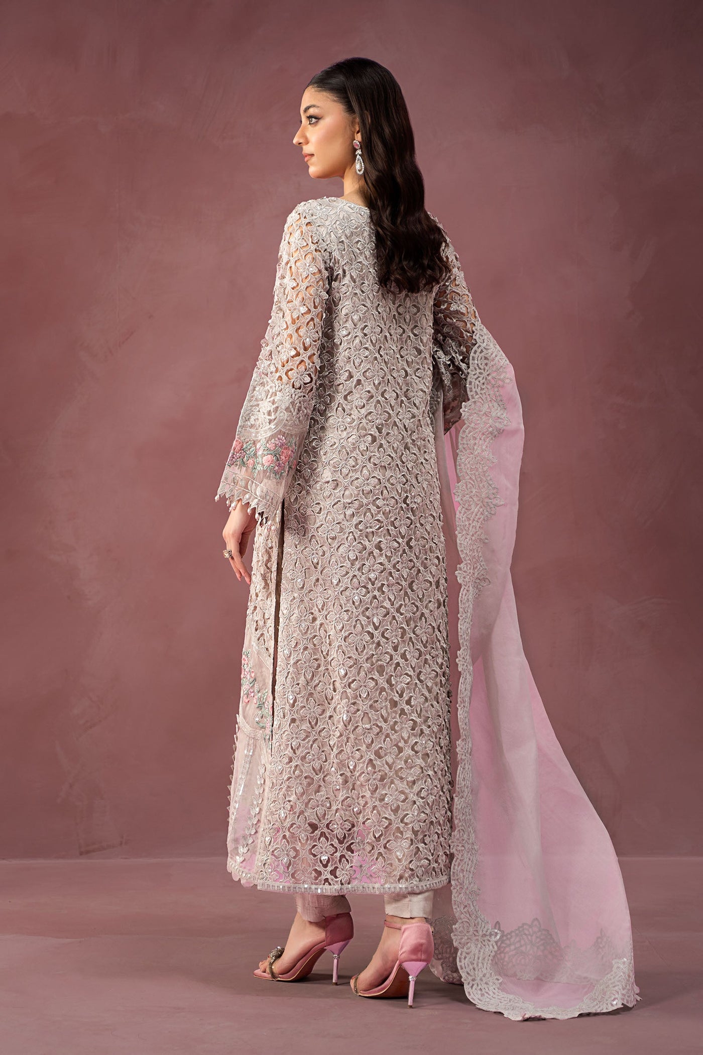 3 Piece Embroidered Organza Suit