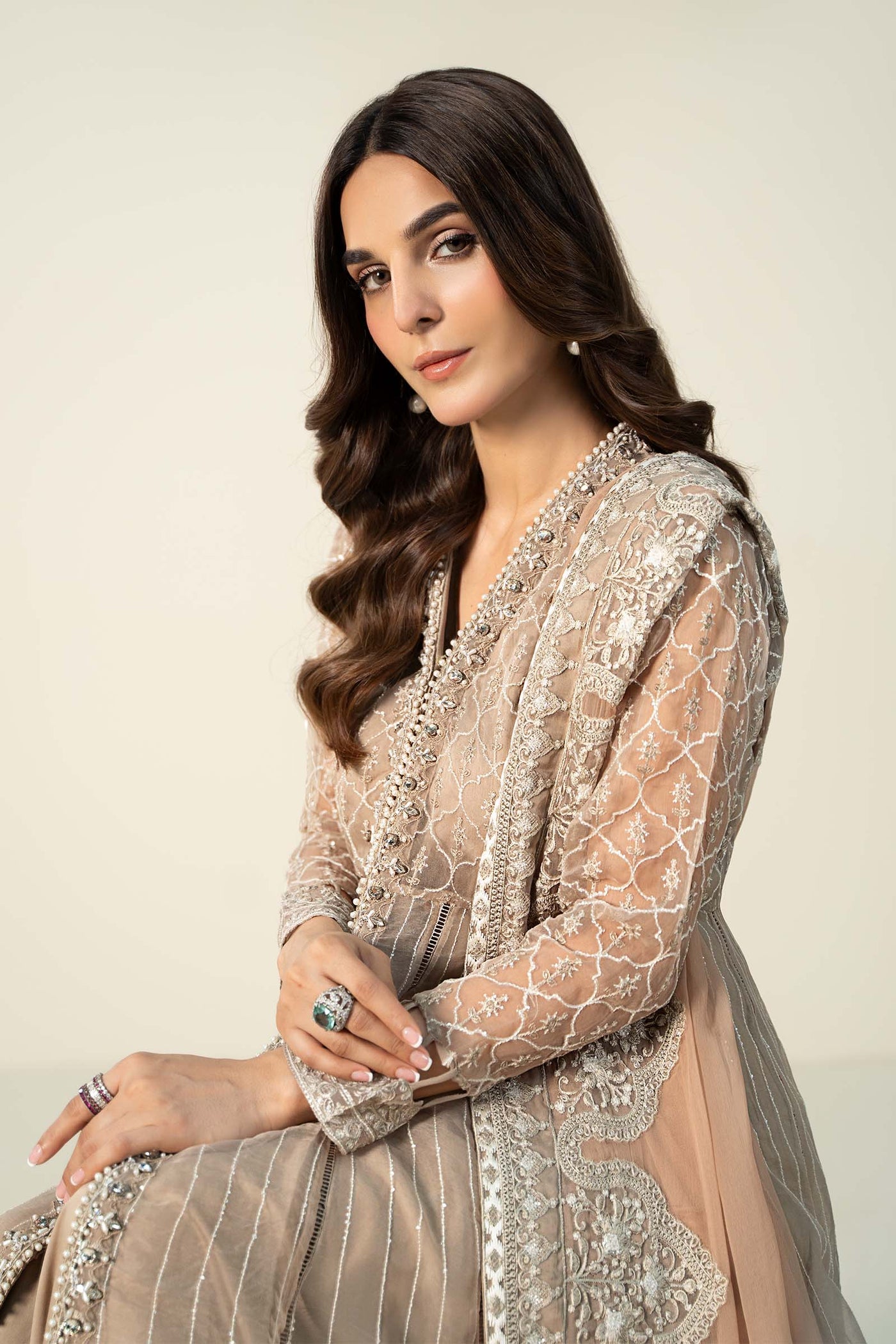 3 Piece Embroidered Organza Suit