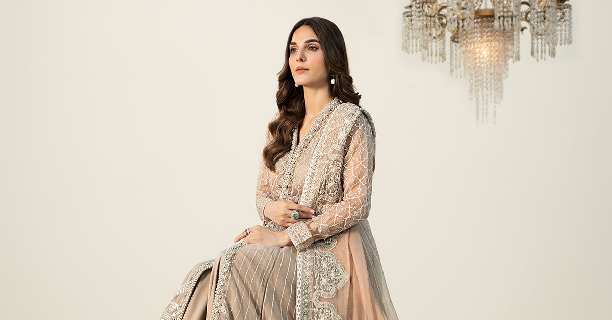 3 Piece Embroidered Organza Suit