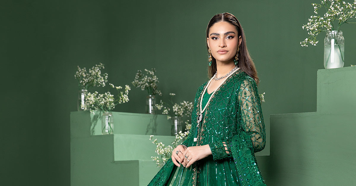 3 Piece Embroidered Organza Suit