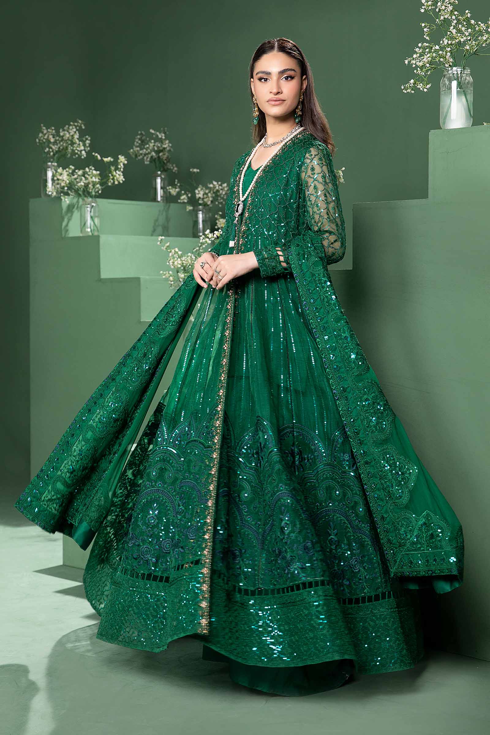 3 Piece Embroidered Organza Suit