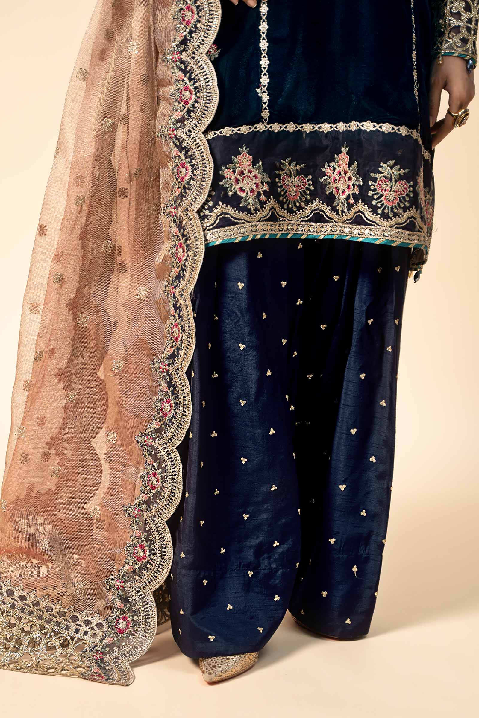 3 Piece Embroidered Velvet Suit