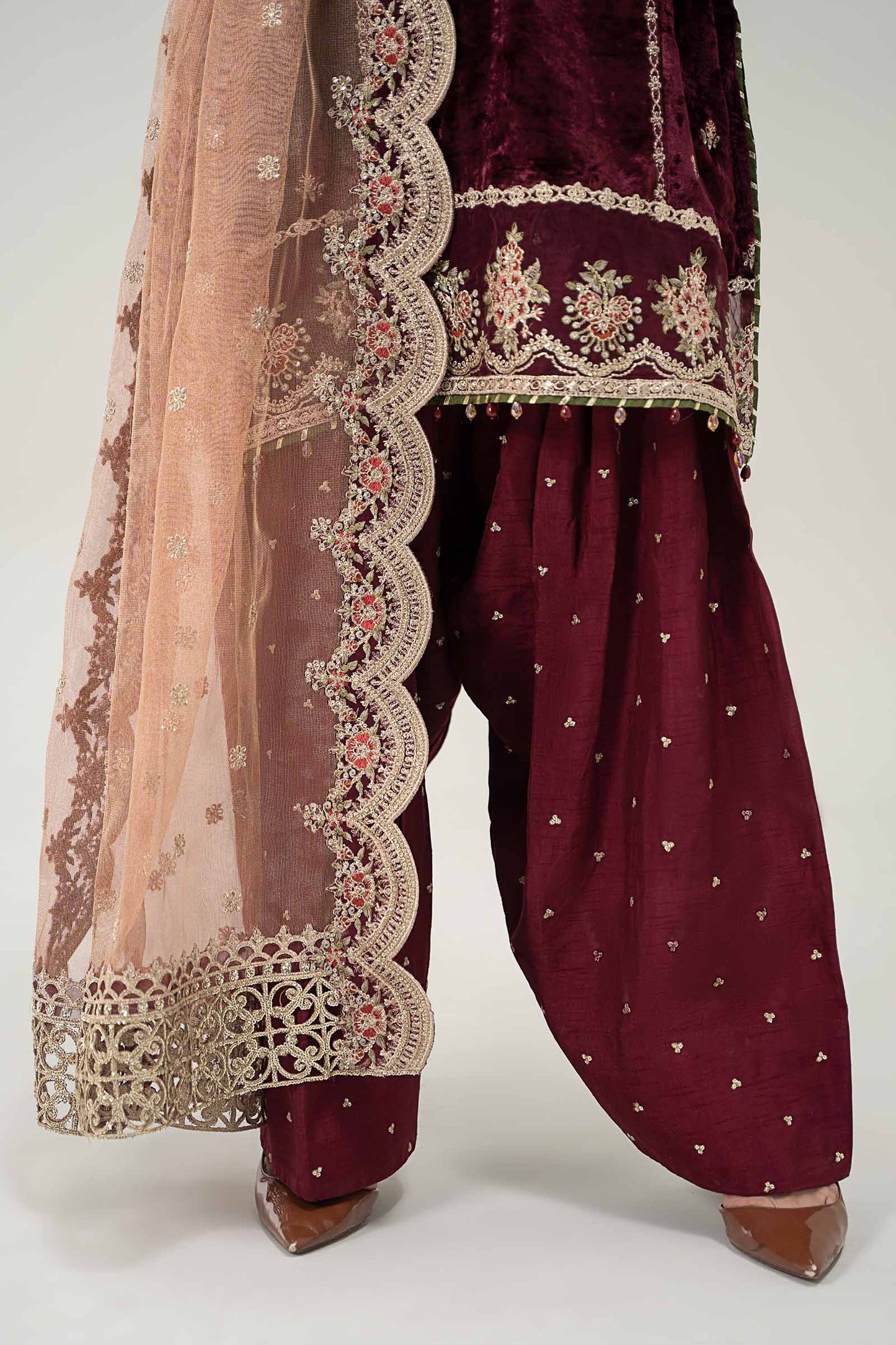 3 Piece Embroidered Velvet Suit