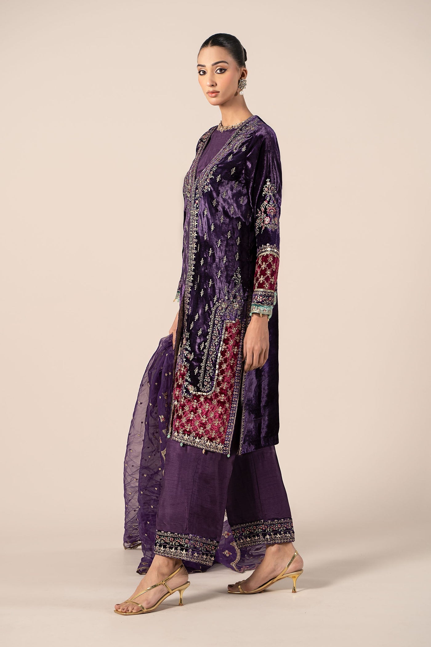 3 Piece Embroidered Velvet Suit