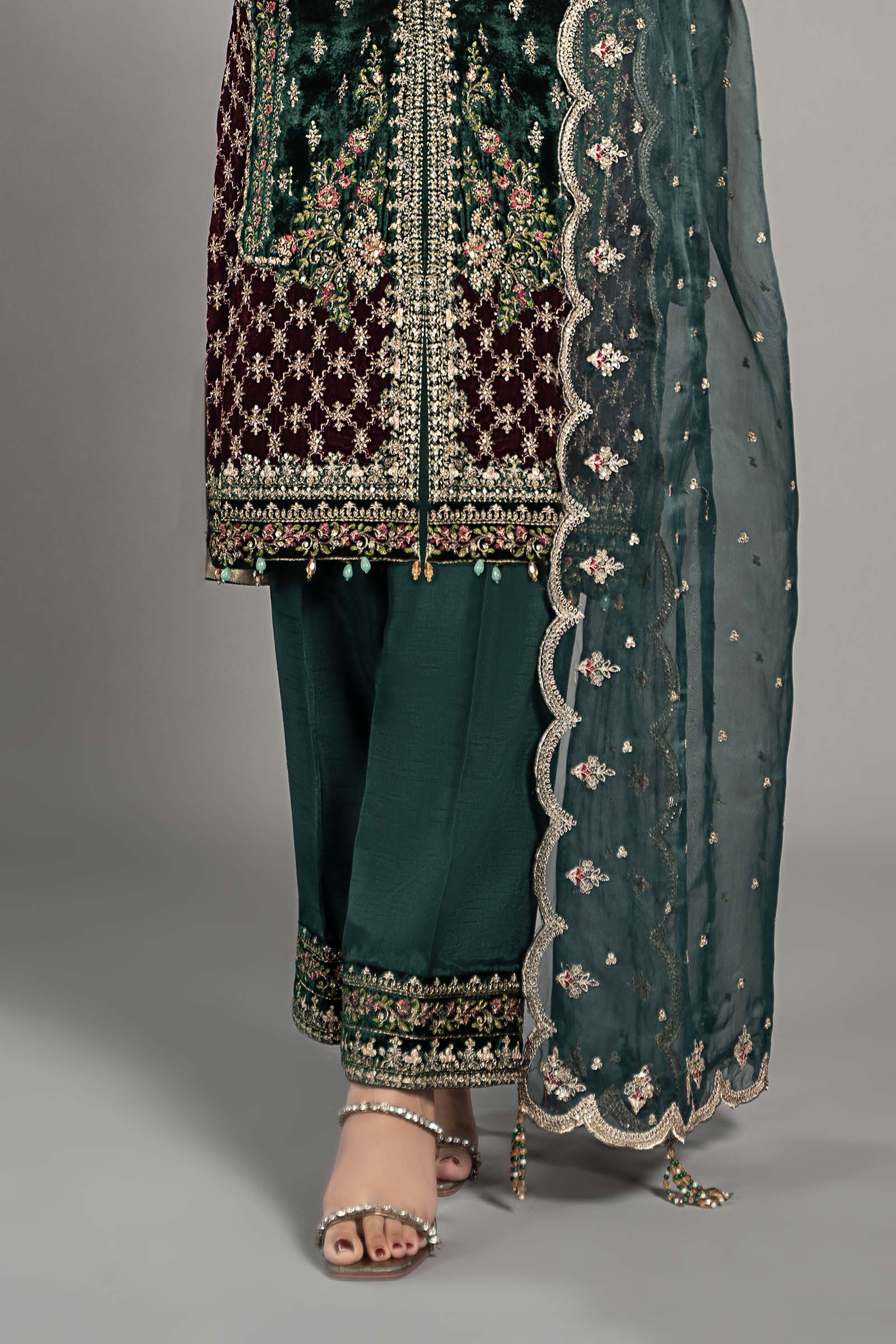 3 Piece Embroidered Velvet Suit