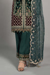3 Piece Embroidered Velvet Suit