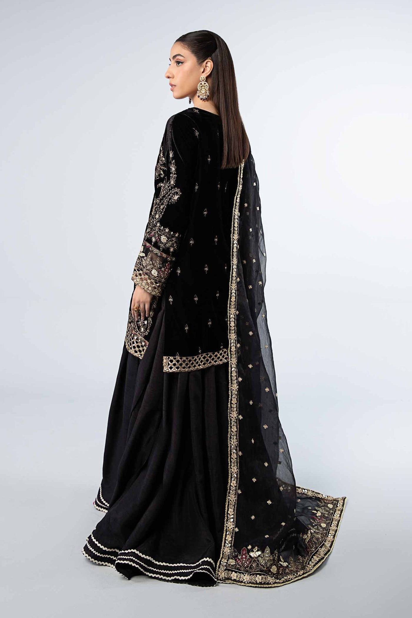3 Piece Embroidered Velvet Suit