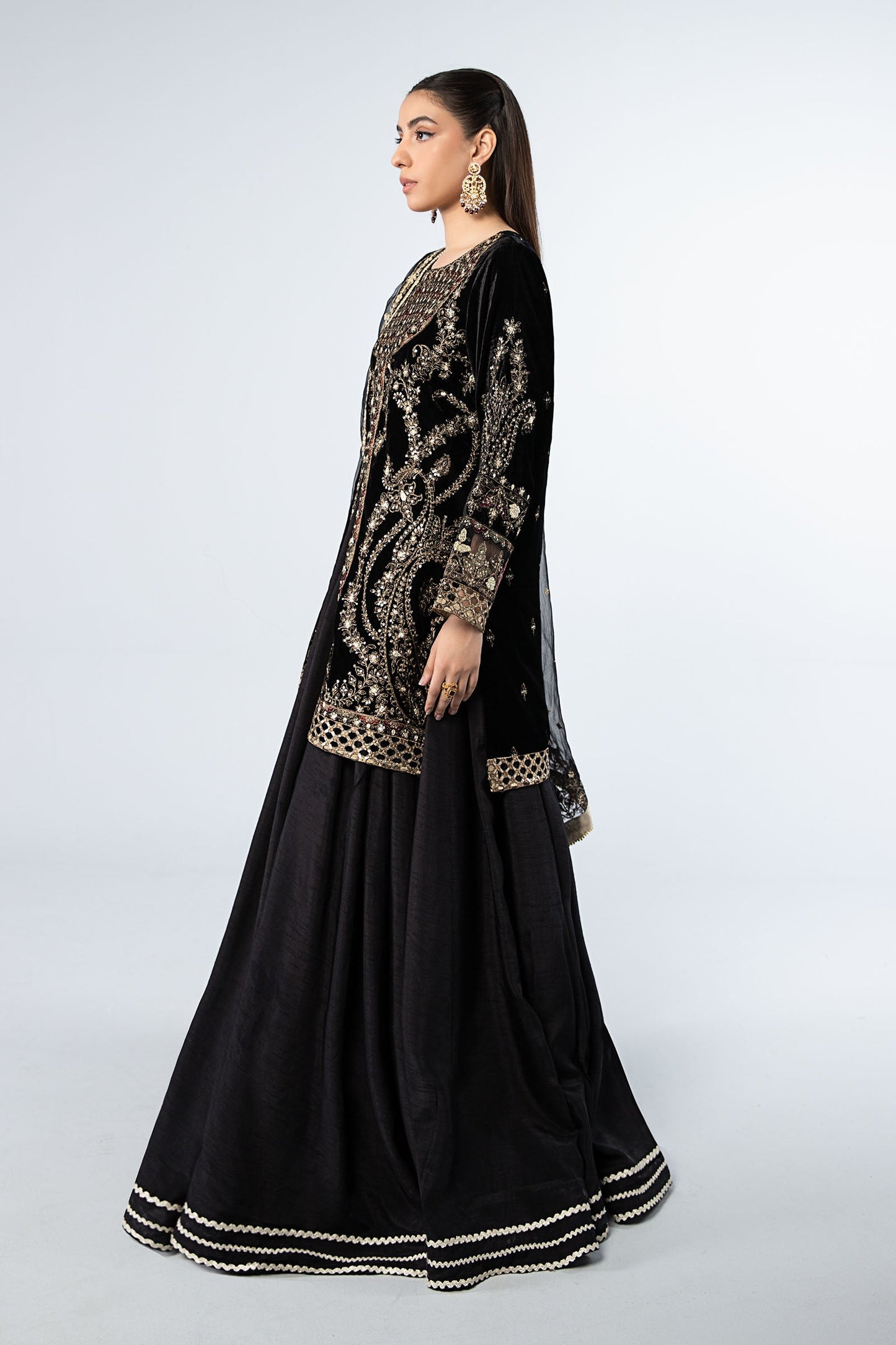 3 Piece Embroidered Velvet Suit