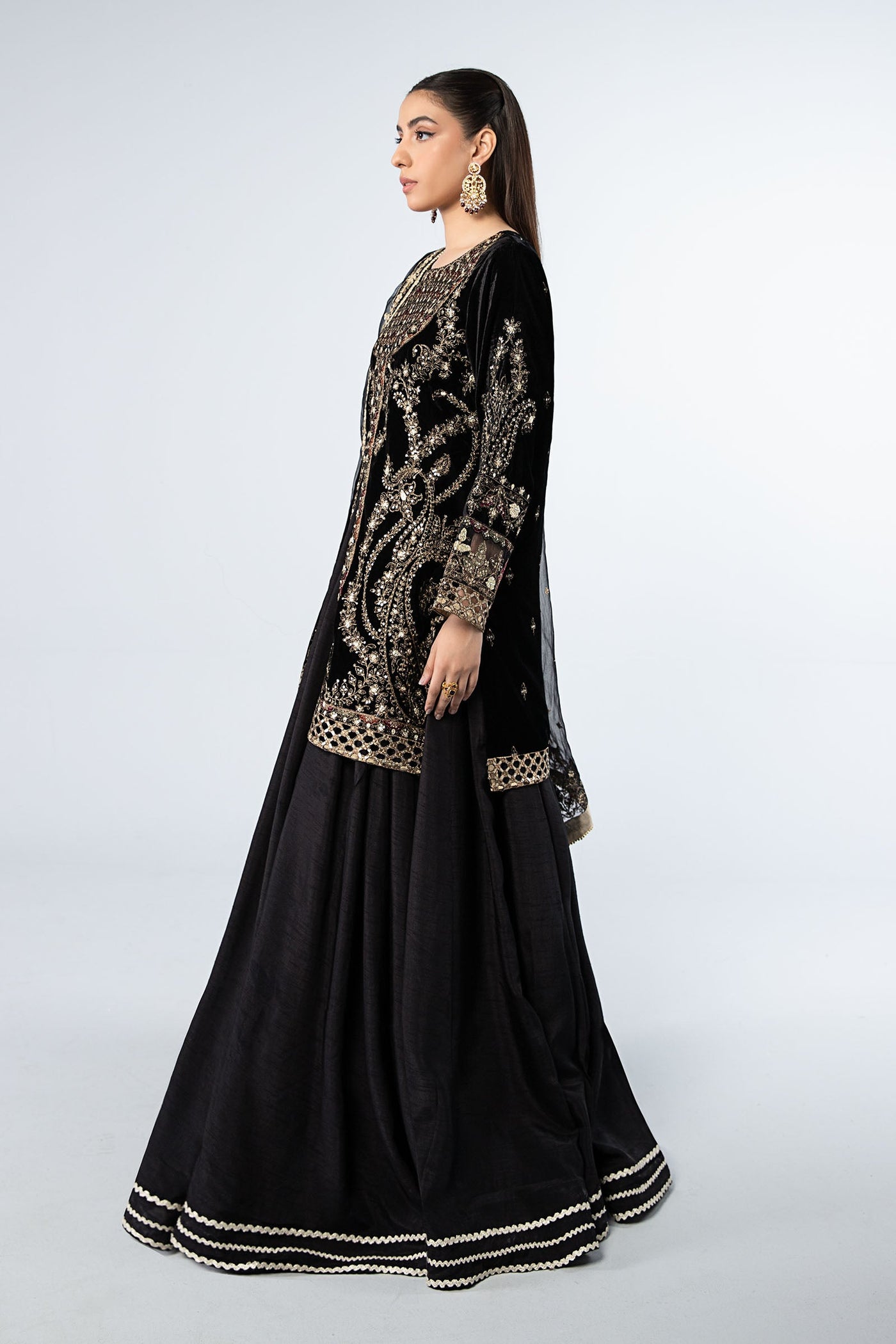 3 Piece Embroidered Velvet Suit