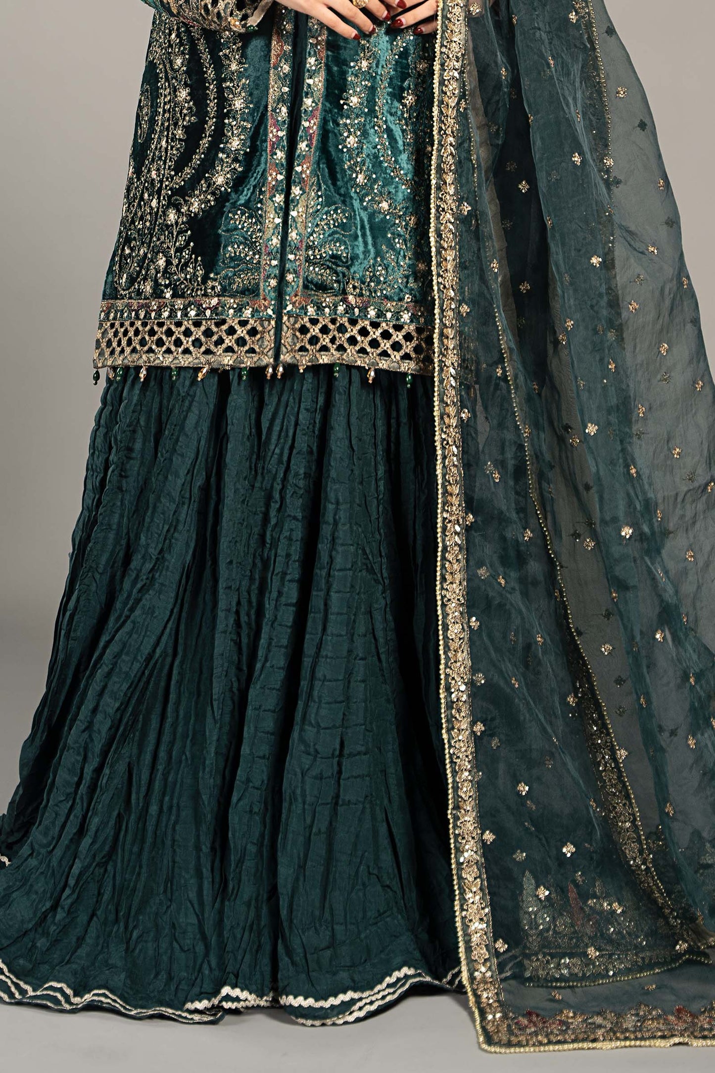3 Piece Embroidered Velvet Suit