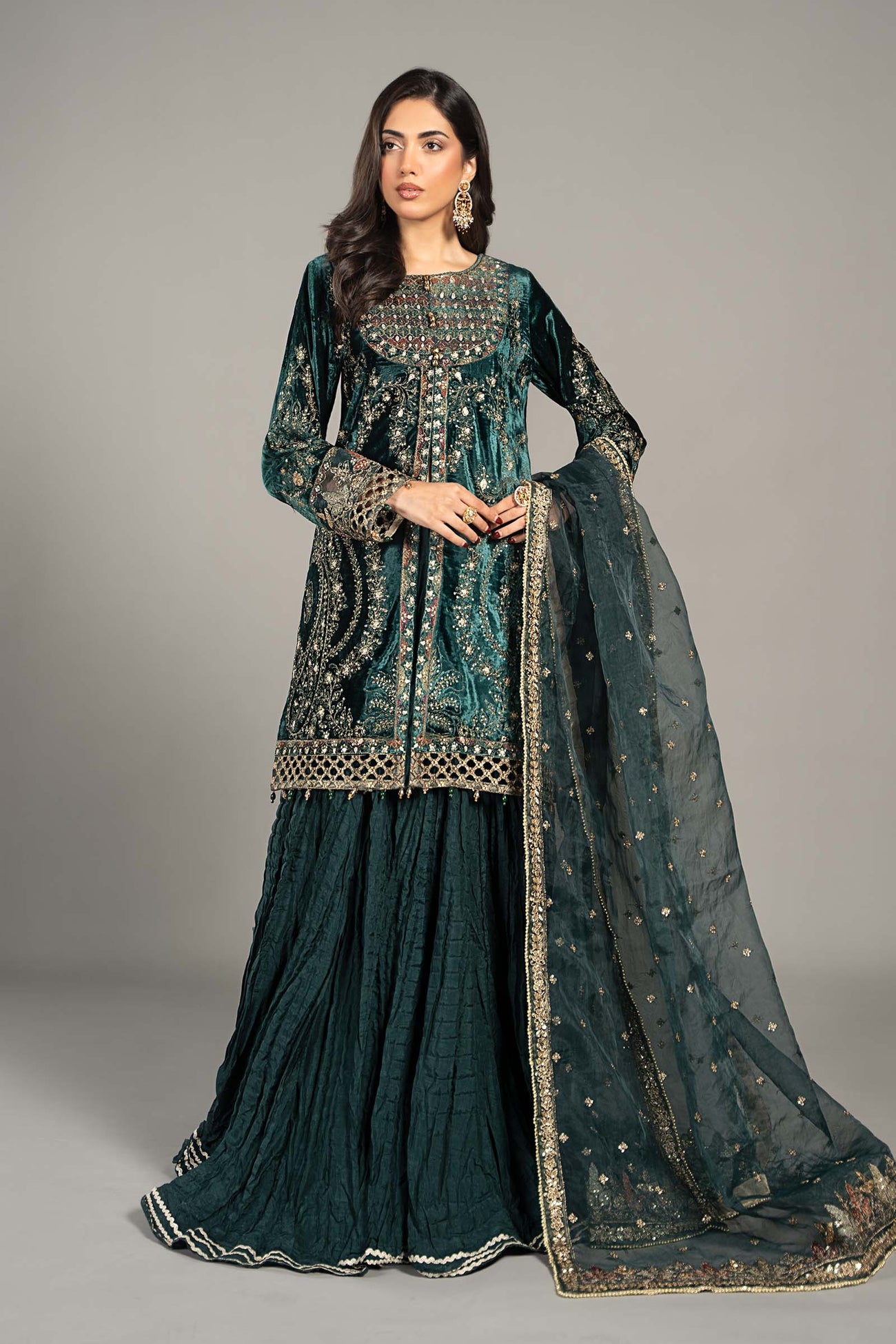 3 Piece Embroidered Velvet Suit