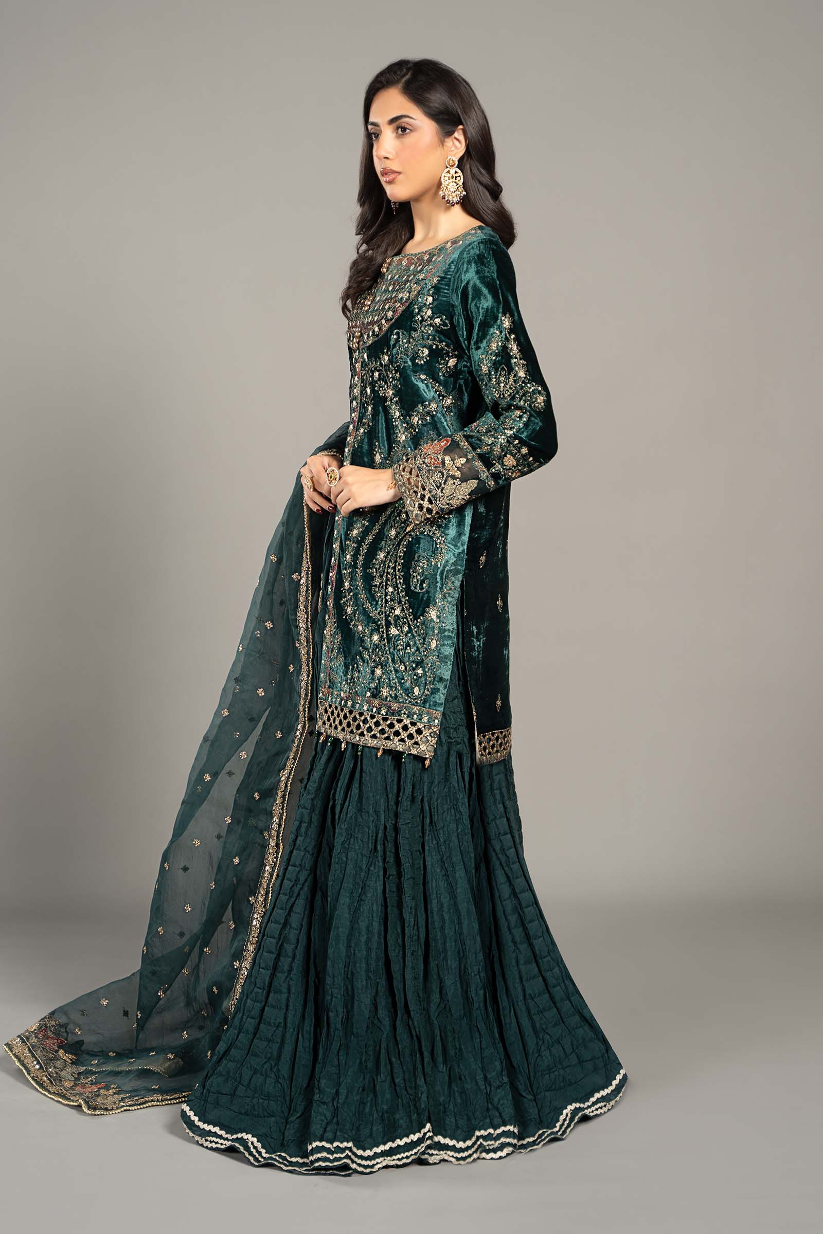 3 Piece Embroidered Velvet Suit