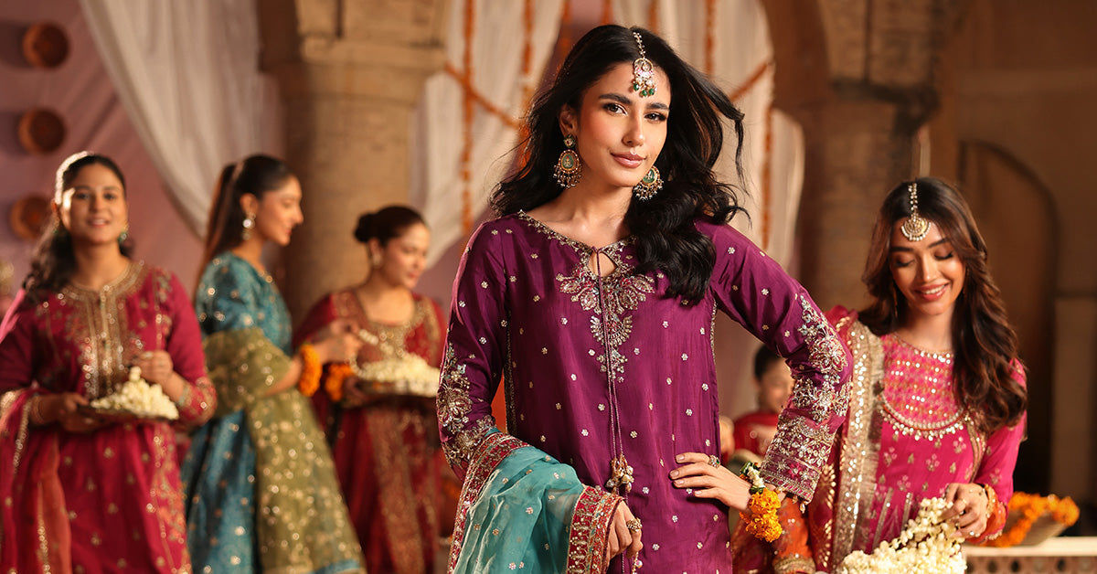 3 Piece Embroidered Raw Silk Suit