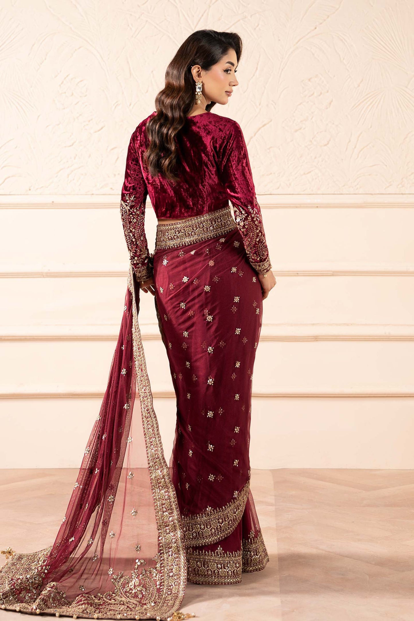 Embroidered Net Saree