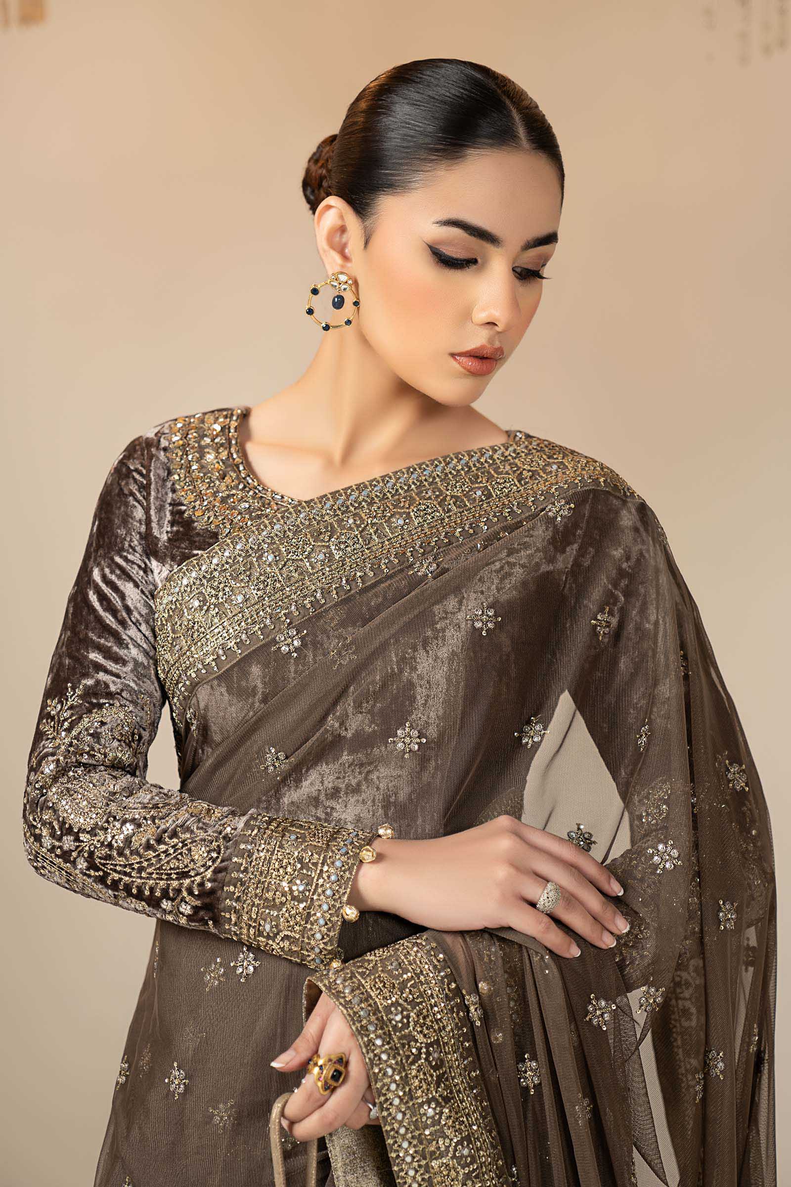 Embroidered Net Saree