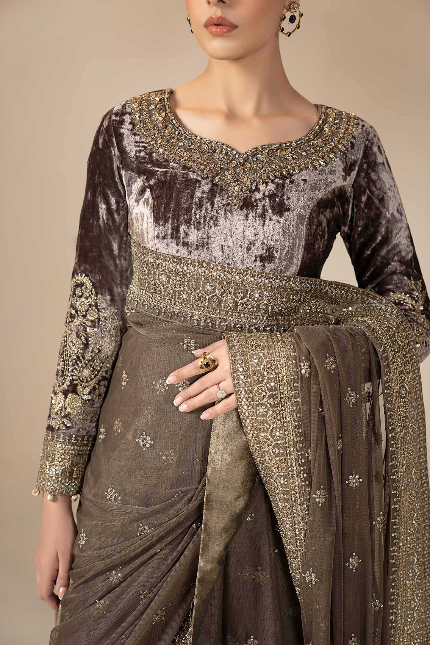 Embroidered Net Saree