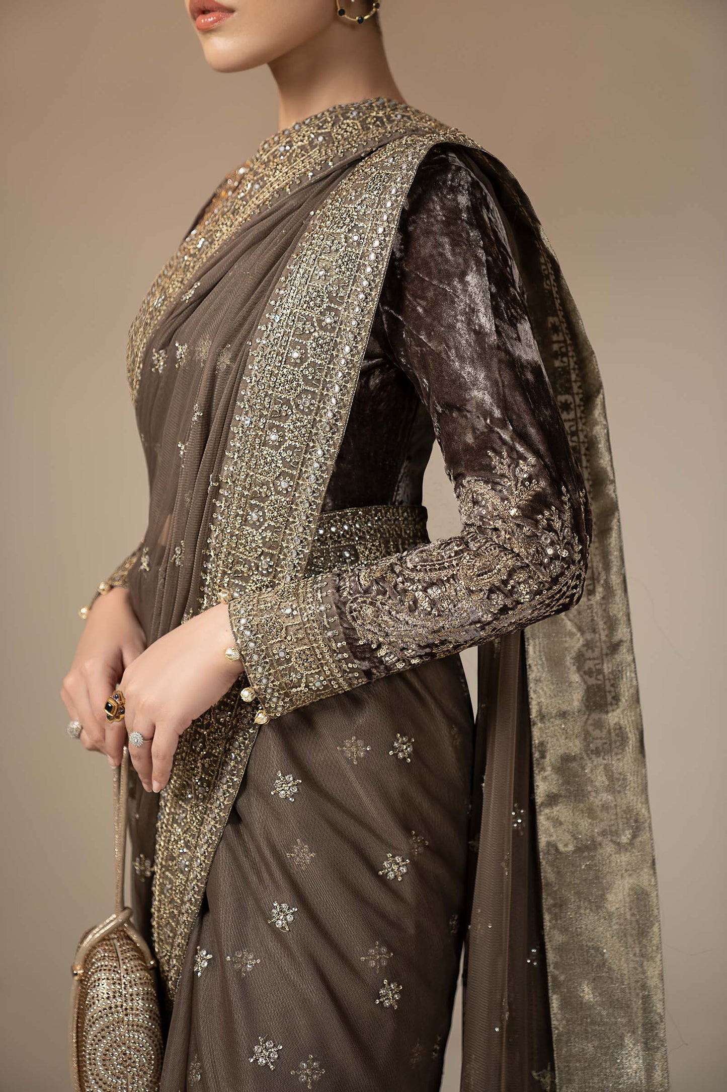 Embroidered Net Saree