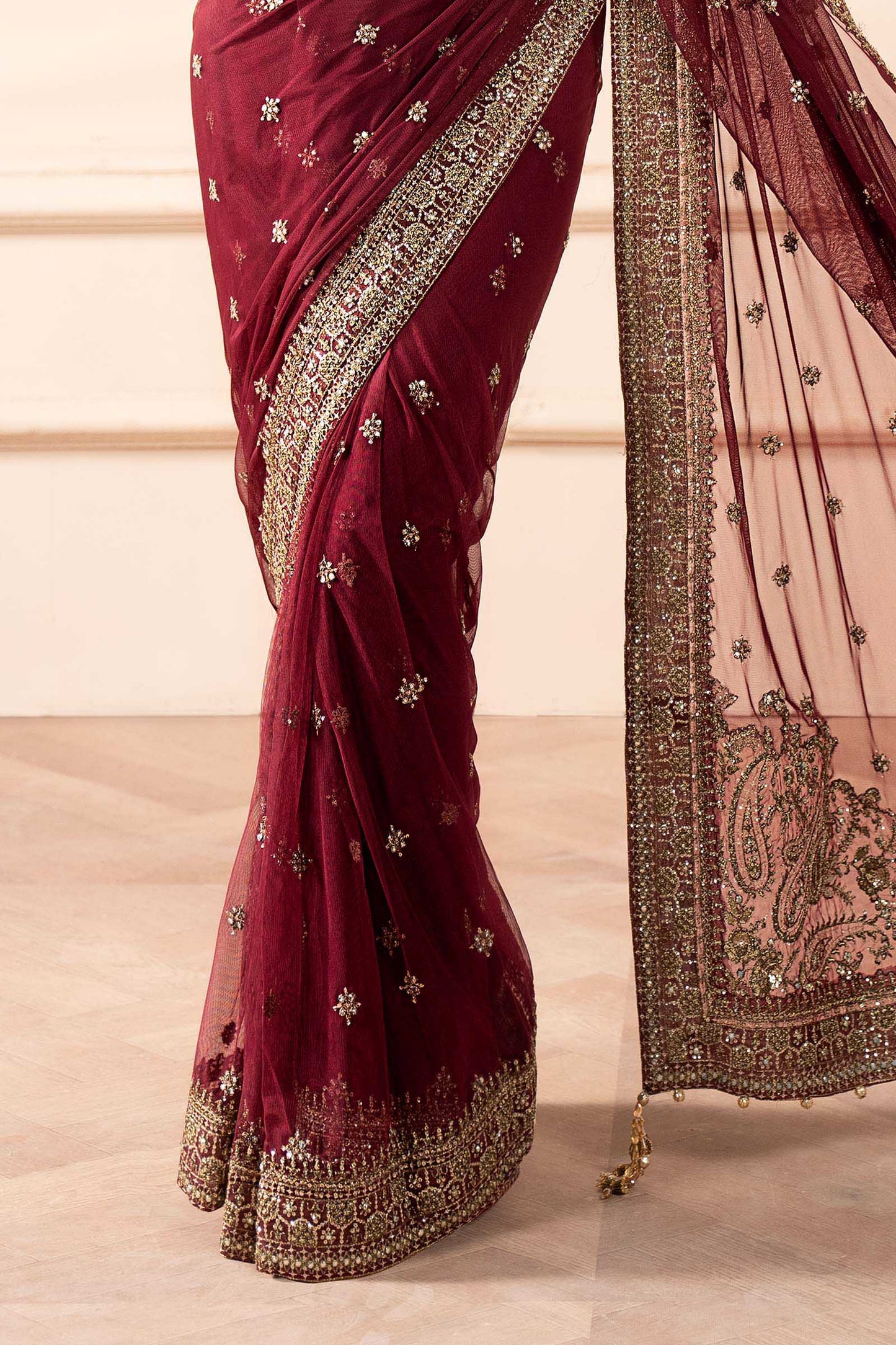 Embroidered Net Saree