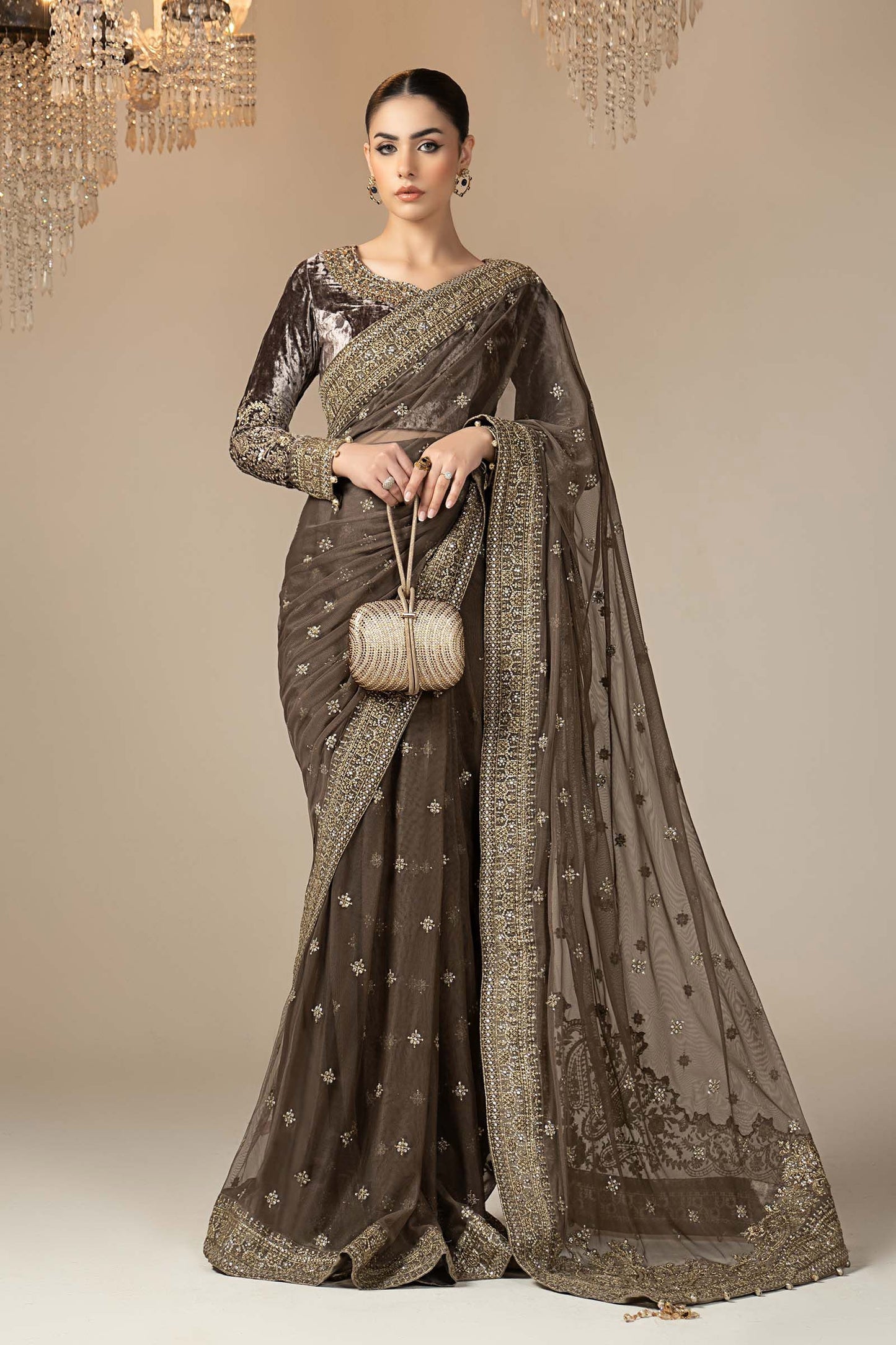 Embroidered Net Saree