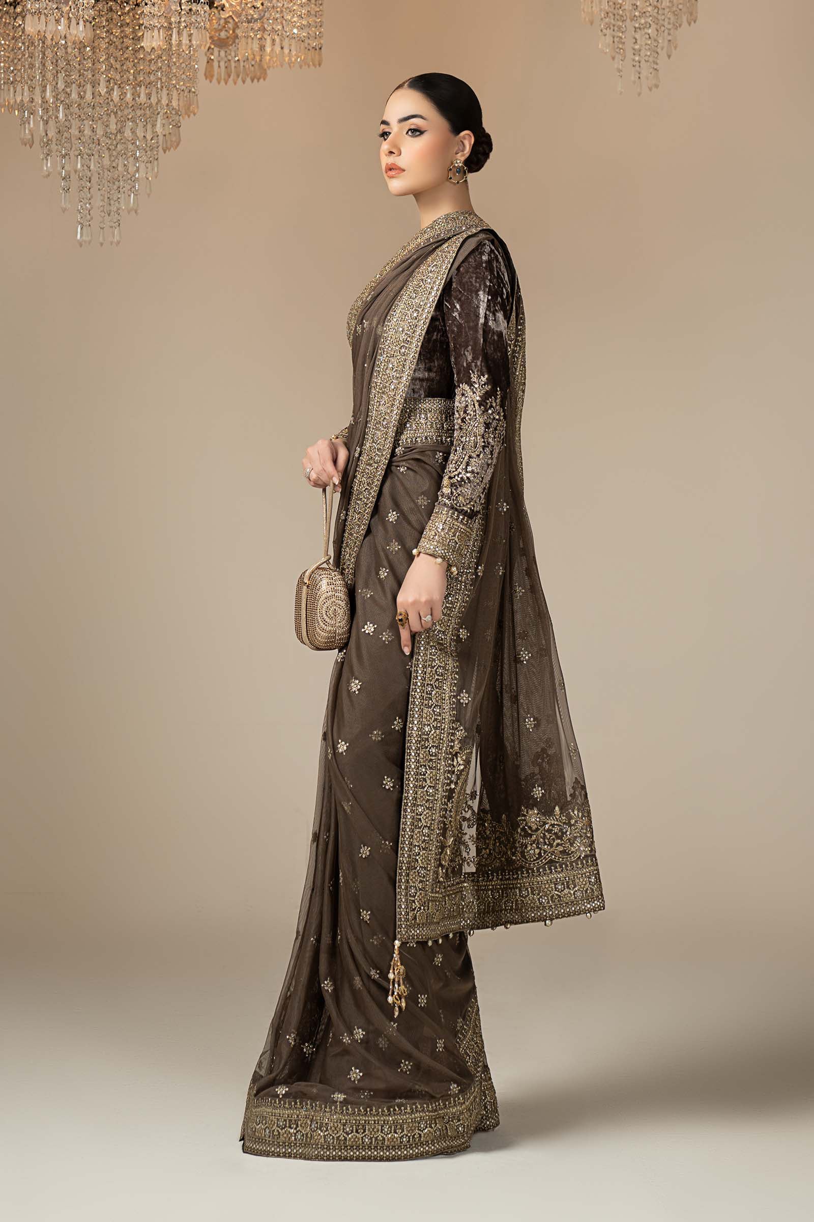 Embroidered Net Saree