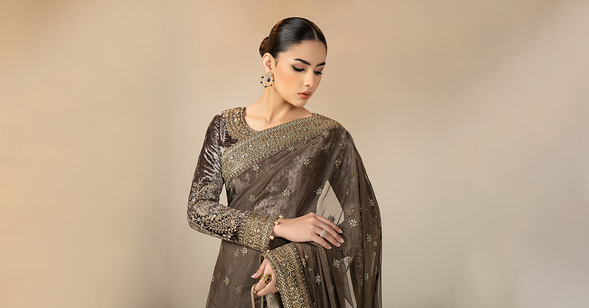 Embroidered Net Saree