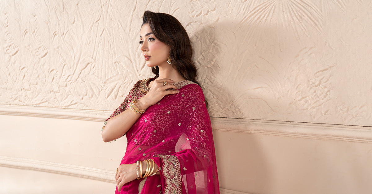 Embroidered Chiffon Saree