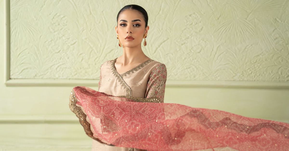 3 Piece Embroidered Raw Silk Suit