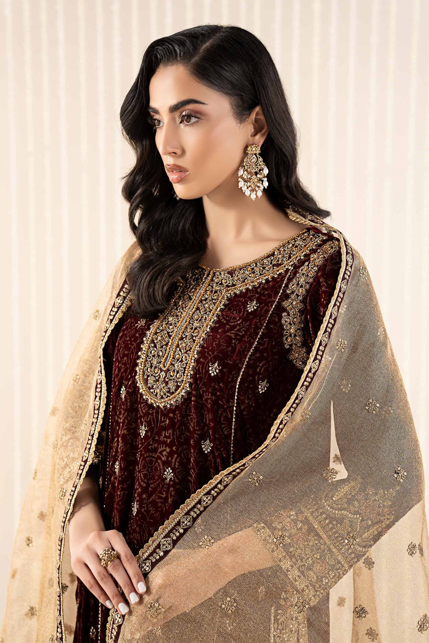 3 Piece Embroidered Velvet Suit