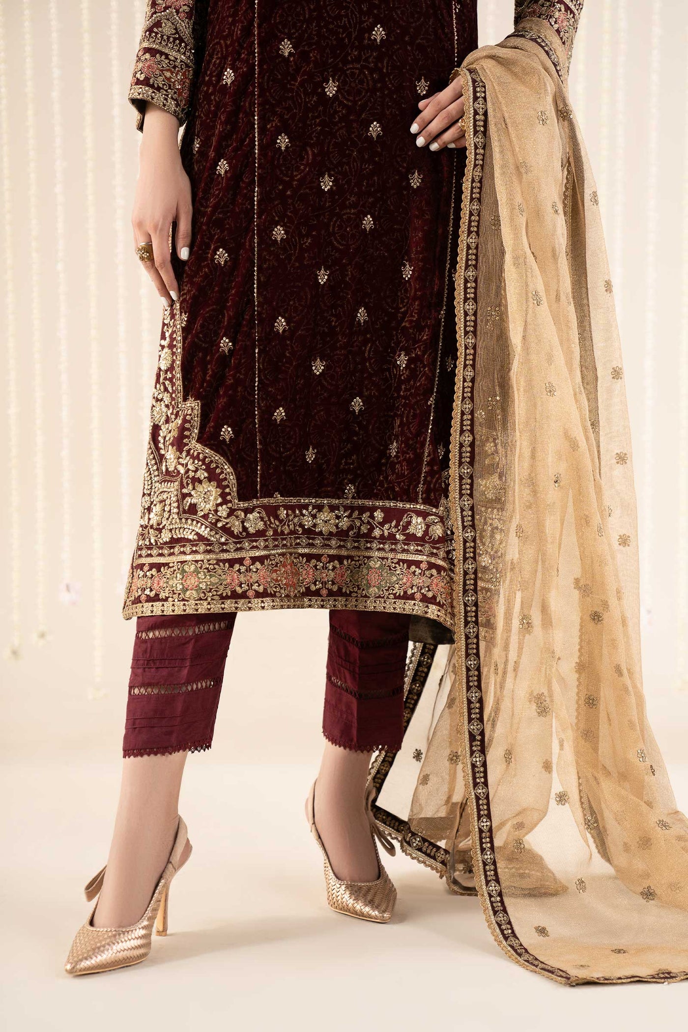 3 Piece Embroidered Velvet Suit