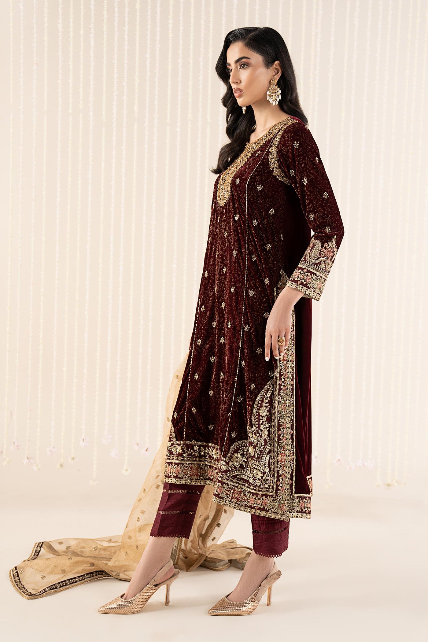 3 Piece Embroidered Velvet Suit