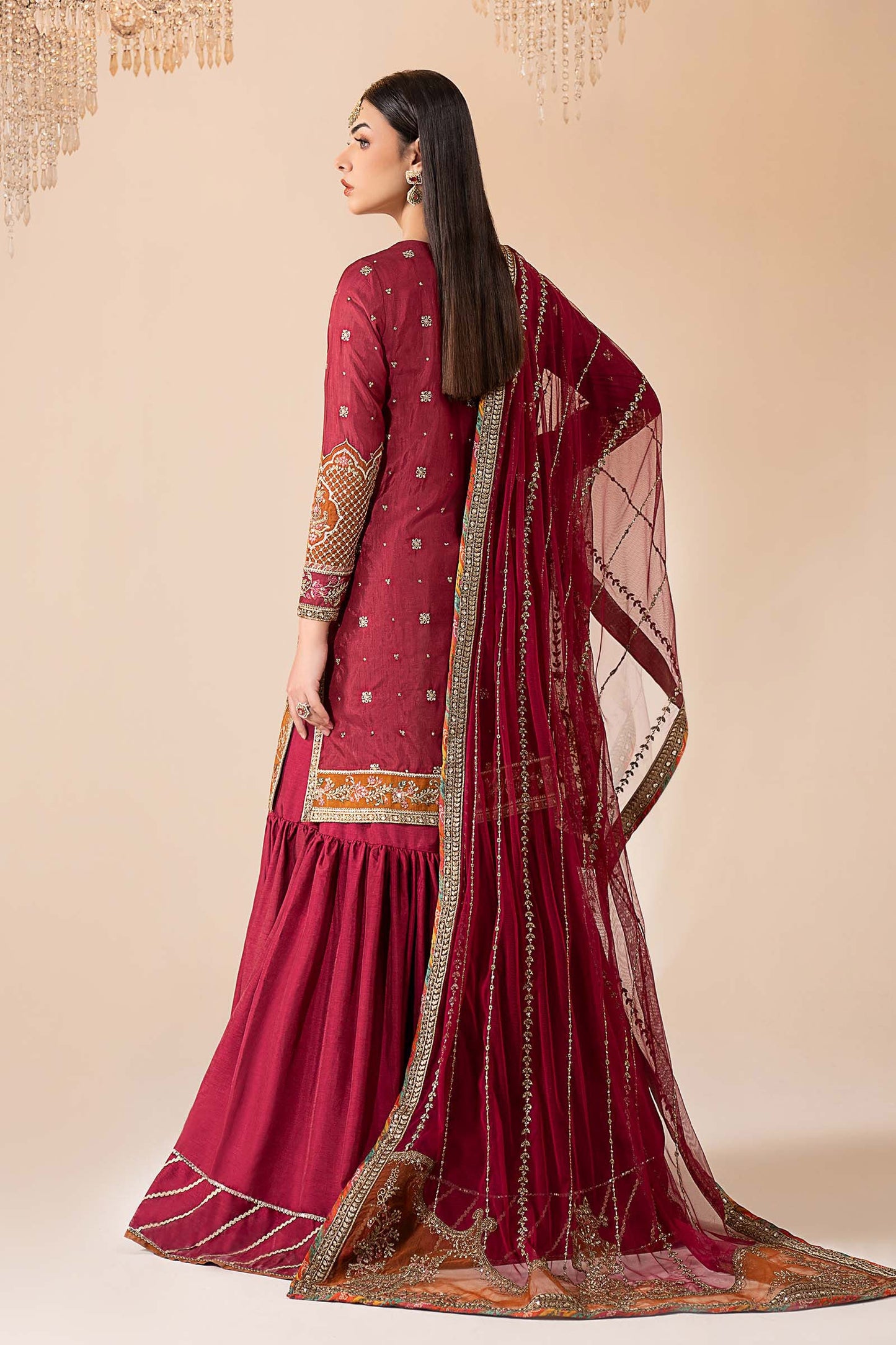 3 Piece Embroidered Raw Silk Suit
