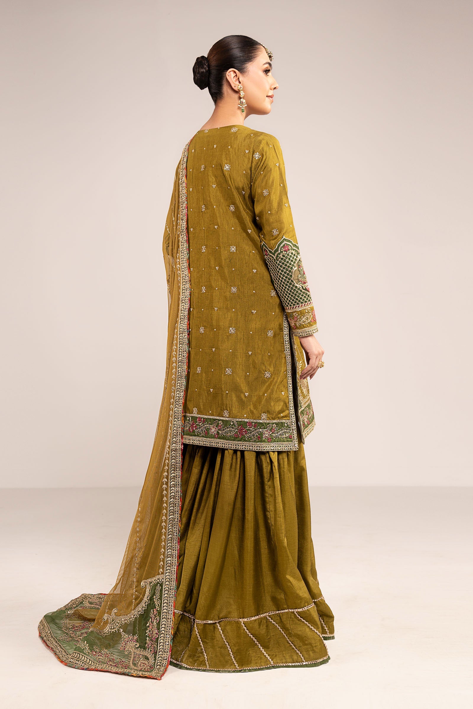 3 Piece Embroidered Raw Silk Suit