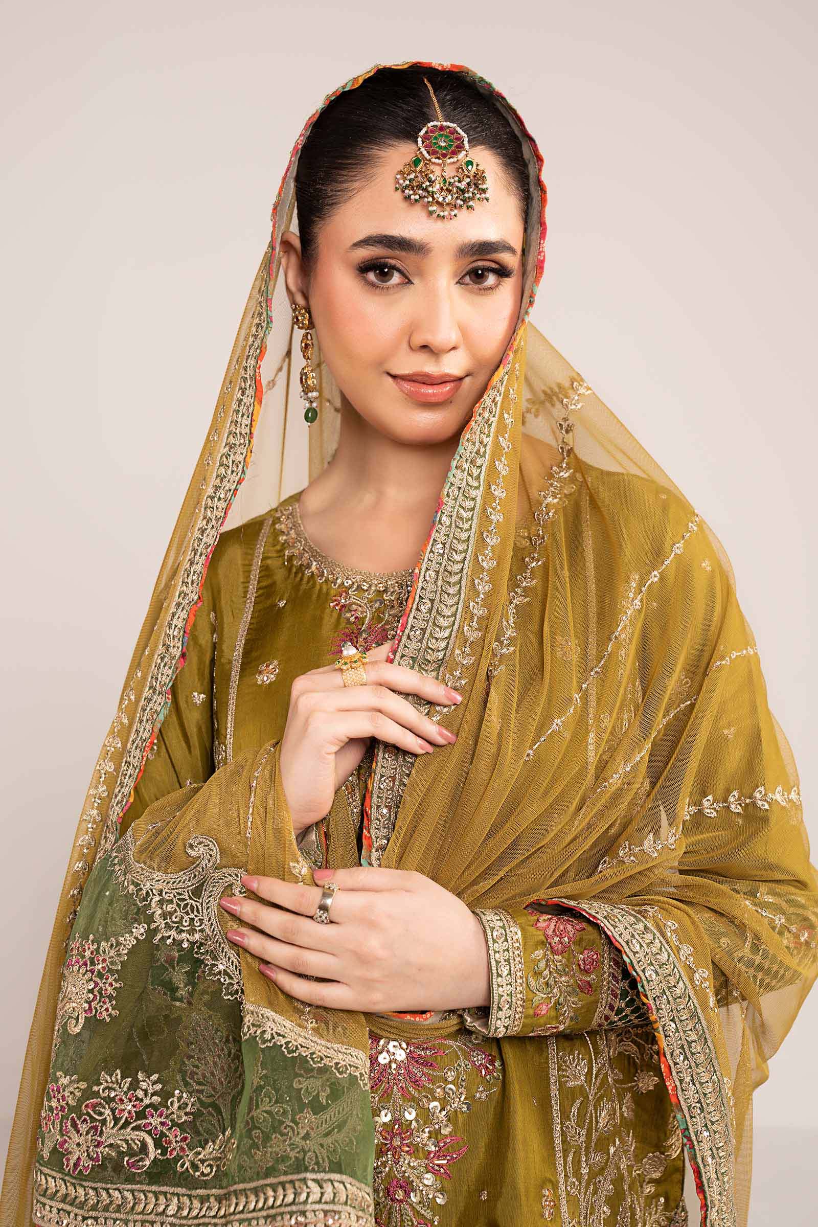 3 Piece Embroidered Raw Silk Suit