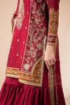 3 Piece Embroidered Raw Silk Suit