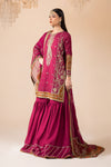 3 Piece Embroidered Raw Silk Suit