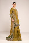 3 Piece Embroidered Raw Silk Suit