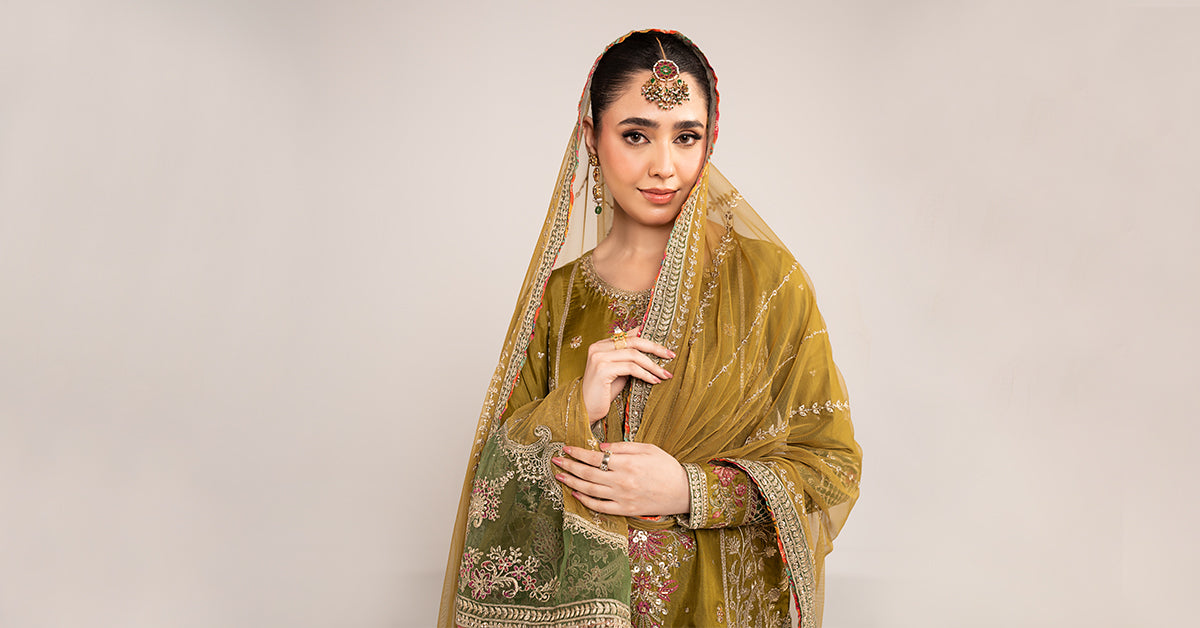 3 Piece Embroidered Raw Silk Suit