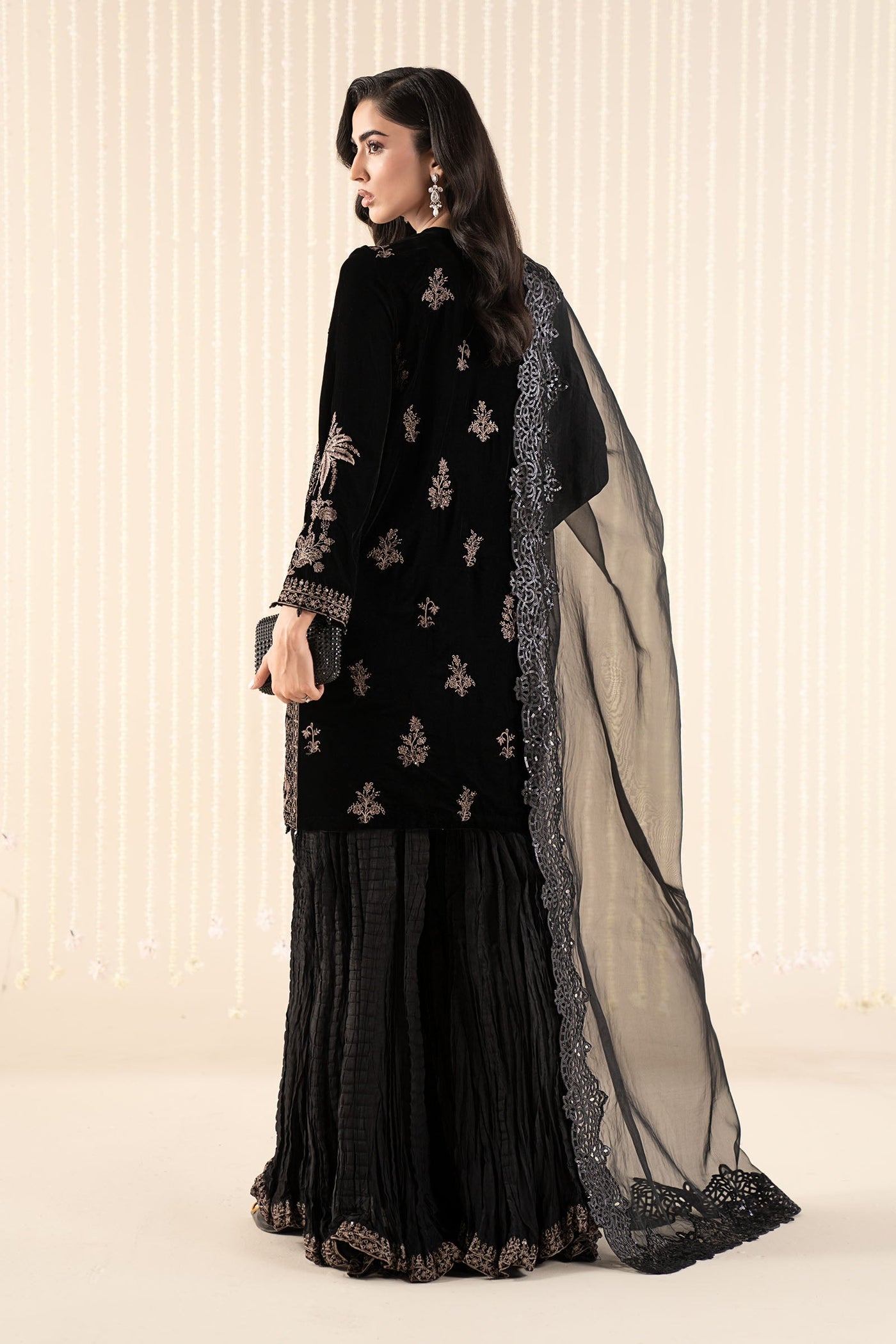 3 Piece Embroidered Velvet Suit