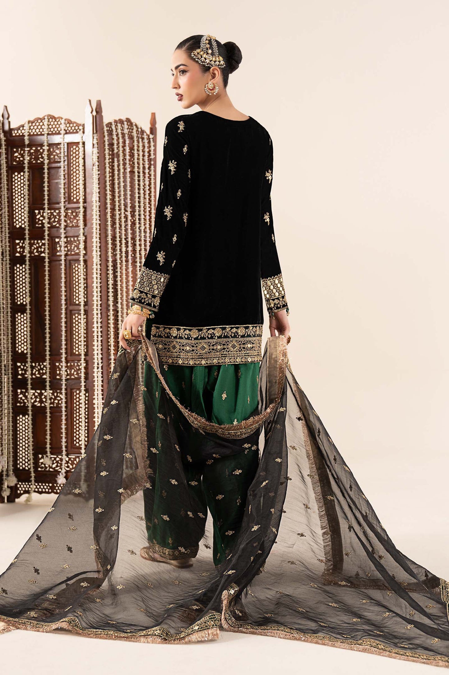 3 Piece Embroidered Velvet Suit