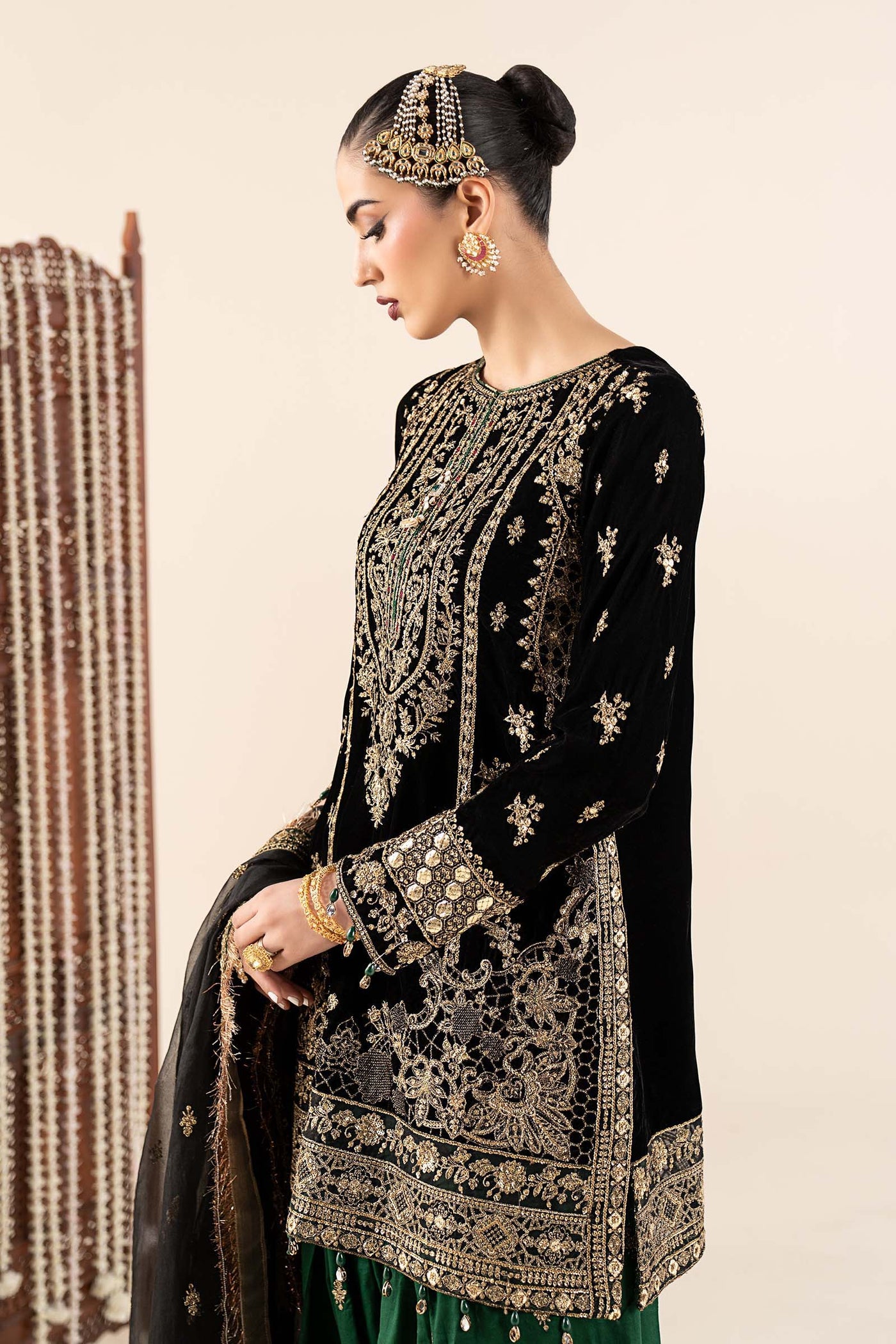 3 Piece Embroidered Velvet Suit