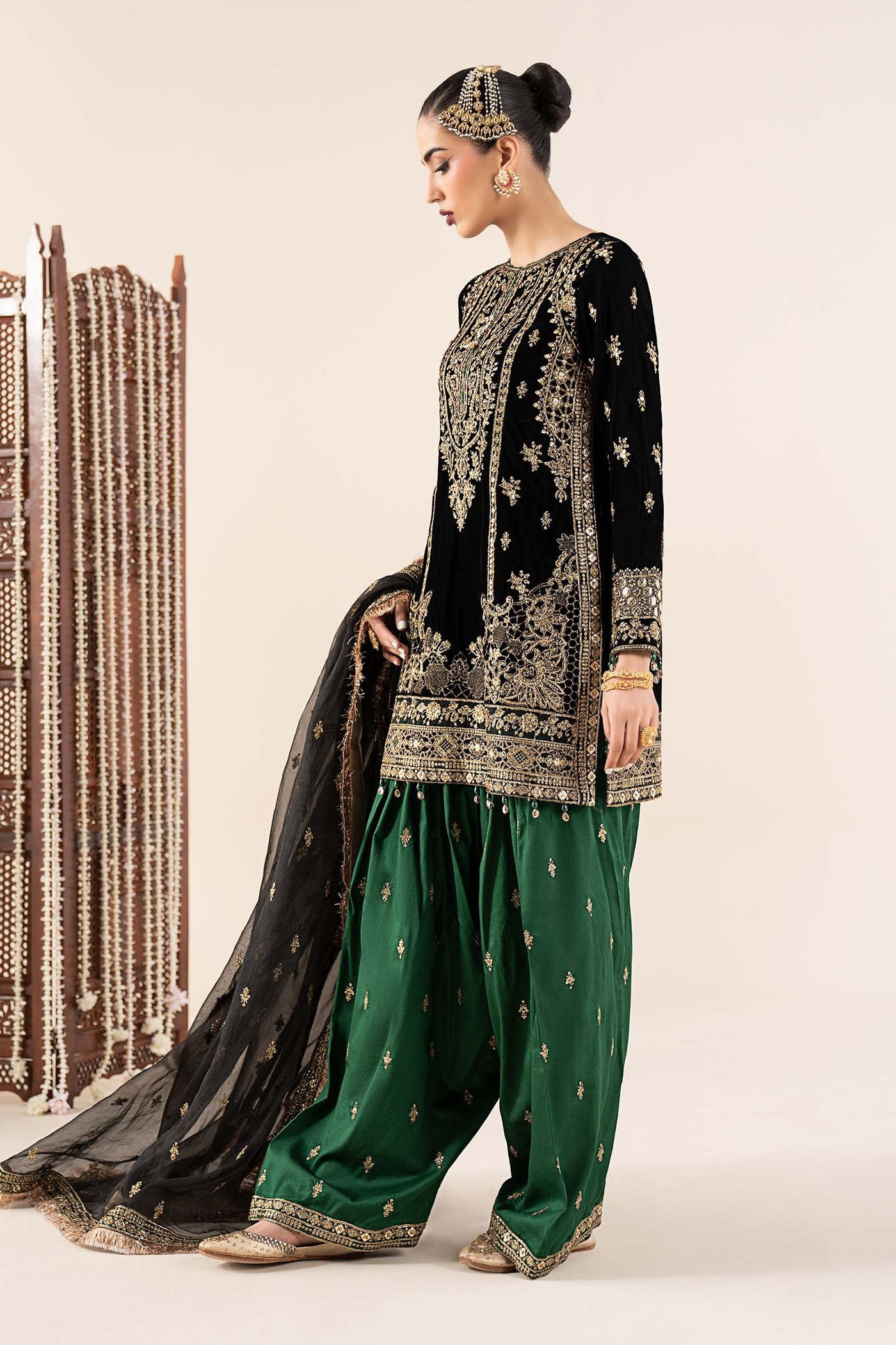 3 Piece Embroidered Velvet Suit