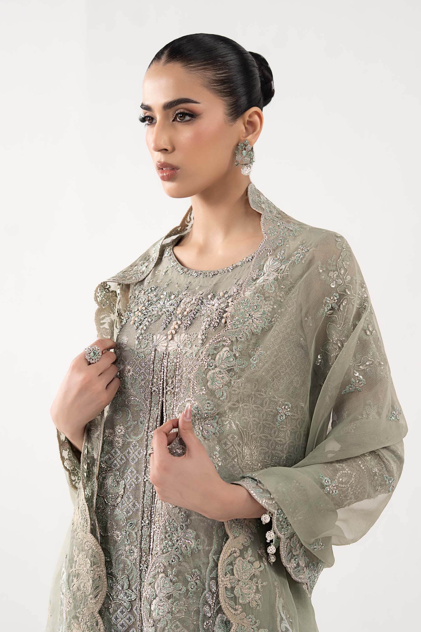 3 Piece Embroidered Net Suit