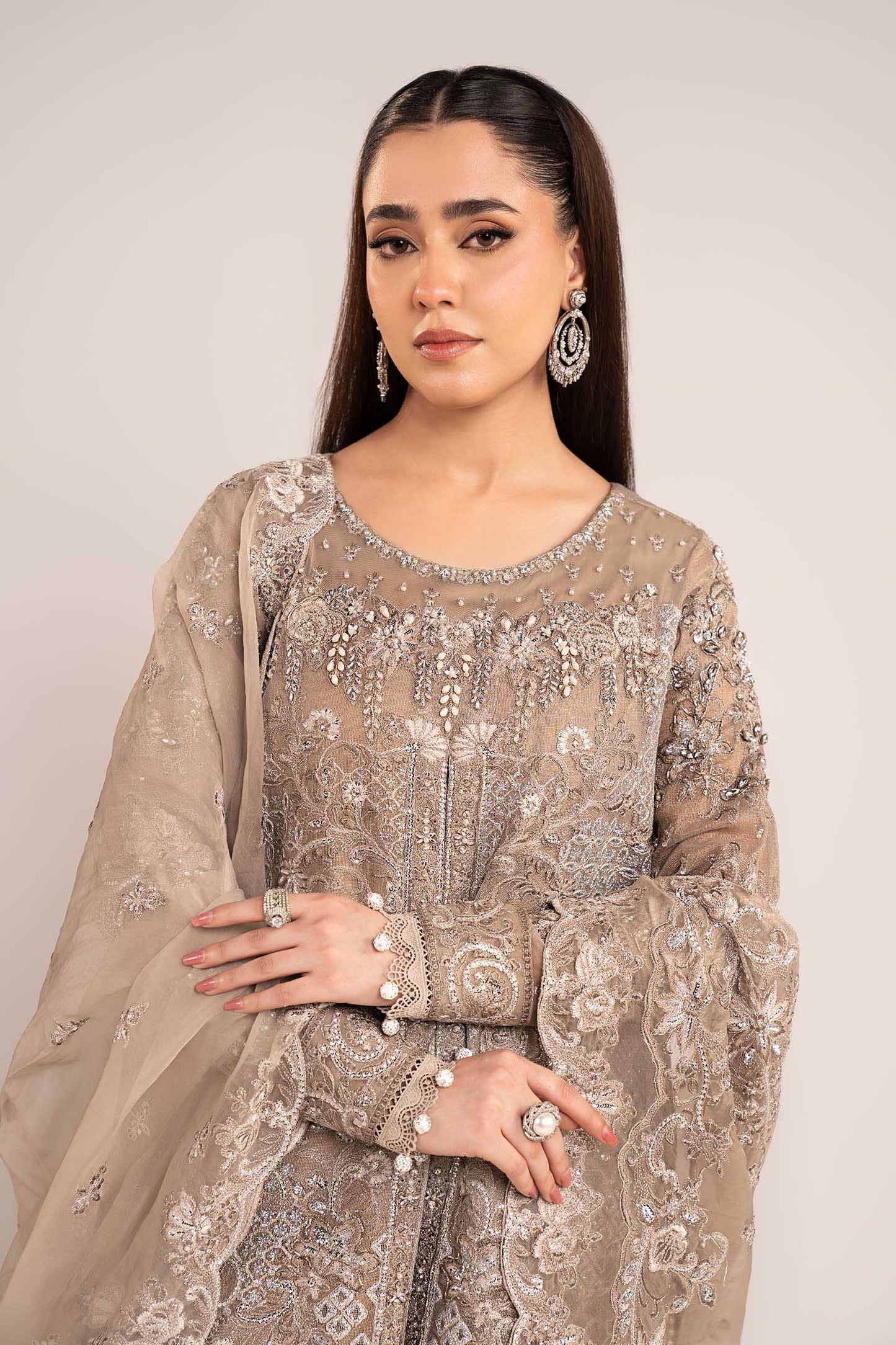 3 Piece Embroidered Net Suit