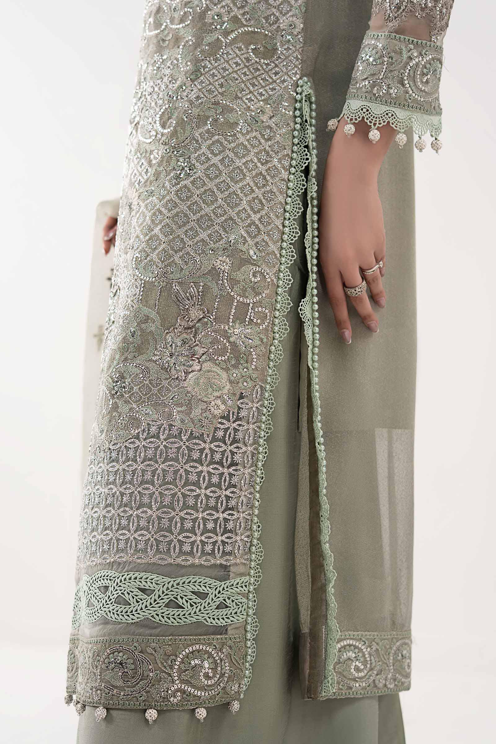 3 Piece Embroidered Net Suit